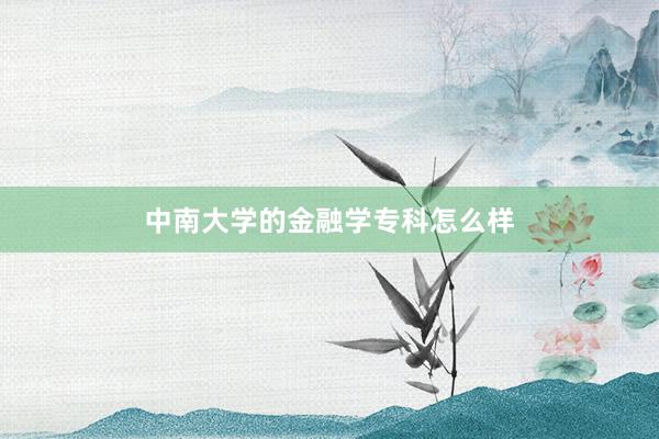中南大学的金融学专科怎么样